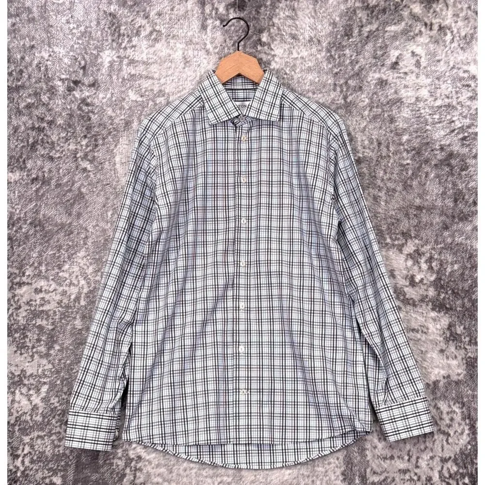 Eton Dress Shirt 40 / 15.75 Mens Slim Fit Plaid